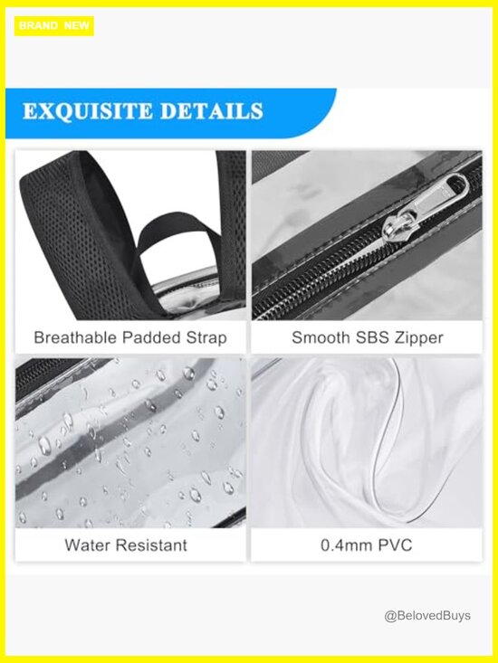 Clear Stadium Backpack Large Capacity Water Resistant Reinforced Strap main image 4